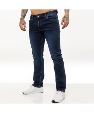 Kruze Mens Straight Leg Regular Fit Stretch Jeans With Two Front, Two Back and Single Coin Pocket. Comfortable Stretch Jeans Ideal for Casual and Work Wear.