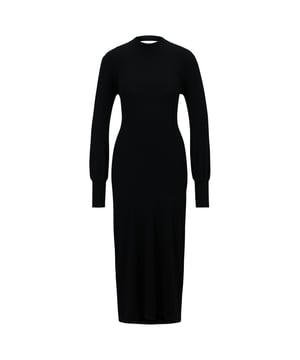 Womens Hugo Slopenny Dress in black.- Mock neck.- Long sleeves.- Ribbed cuffs.- Knitted.- With a wrap detail on the back.- A signature logo provided  slim fit.- Ref: 50489030001