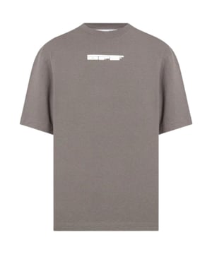Off-White Grijs T-shirt, Oversized Off-White Teddy Logo Rug Crew Hals, Korte Mouwen 100% Katoen, Made In Portugal OMAA120S23JER0030701
