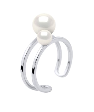 Ring DUO - 2 Real zoetwater gekweekte parels 5-6 en 8-9 mm - Quality AAAA + - COLORI NATURAL WHITE - Verkrijgbaar van maat 48 maat 62-925 duizendste rhodium - 2 jaar garantie op fabricagefouten - Geleverd in presentatiekoffer met een certificaat van echtheid en een Internationale Garantie - Al onze juwelen zijn gemaakt in Frankrijk.