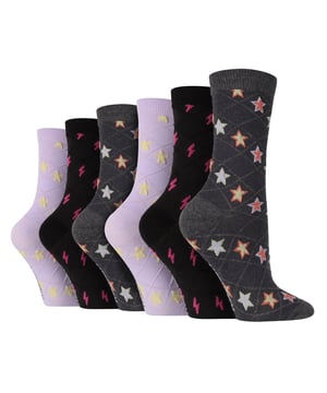 Experience joy and happiness with every step in the Wildfeet Multi Pack of Textured Socks. Designed to add a bit of fun to your feet, these socks are a perfect addition to any wardrobe. Ideal for Spring and Summer, these socks are sure to become your new go-to pair. These 6 packs offer a variety of stunning designs that will appeal to everyone. Each pair of socks is made with high-quality cotton-rich material to provide a soft, comfortable feel while allowing your feet to breathe. The fine gauge fibres ensure durability, so these socks will last wear after wear. Whether you're dressing up or down, these socks will be the perfect complement to your outfit. The pack is also an excellent gifting option as each pair features a different design, making them perfect for any day of the week. From bold and playful patterns to more subtle and understated styles, these socks offer something for everyone. Each pack contains three unique pairs of socks, allowing you to mix and match your look and express your individual style. Whether you're a fan of floral prints, mushroom motifs, starry patterns, or autumnal designs, these 6 packs have got you covered. Wild Feet is a range of socks featuring cool designs, bold colours and quirky catchphrases - from pugs and penguins, to lions and llamas! Choose from a range of styles for men and ladies, from dress to trainer socks. There are even some sporty styles available! There are 4 designs to choose from. They come in one size Ladies 4-8 UK, are made from 70% Cotton, 28% Polyester, 2% Elastane and are machine washable.
