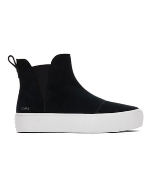 Elevate your style effortlessly with the Fenix, a mid-top Chelsea slip-on boot designed for modern flair and comfort. Featuring premium suede uppers and distinctive zig-zag stitch details, this boot blends fashion with functionality. Dual elastic gore panels ensure easy on and off, while OrthoLite Eco LT Hybrid insoles, made with 26% eco content, provide cushioned support with an environmentally friendly touch. The platform vulcanized rubber sidewall and durable rubber outsole offer stability and durability, making the Fenix your go-to for a stylish and comfortable step up.- Leather upper- Slip-on fit - Cushioned footbed- Durable rubber outsole- Toms branding