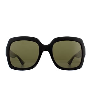 Gucci Sunglasses GG0036S Black Green Glitter and Red Green are an oversized square design. Made from lightweight acetate, this chunky frame is super comfortable to wear. Stamped with the Gucci interlocking GG logo on the temples for brand recognition..