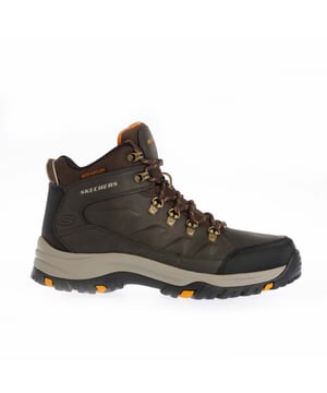 Heren Skechers Relment Dagget Boots in chocolade.- Synthetisch bovenwerk.- Vetersluiting.- Gewatteerde enkel en tong.- Relaxed fit.- Waterbestendig.- Air Cooled Memory Foam dempende comfort binnenzool.- Textiel voering.- Rubberen zool.- Ref: 204642CHOC