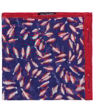 Hackett London Leinen gedruckt Koi Fish Mens Navy/Red Hank Taschentücher