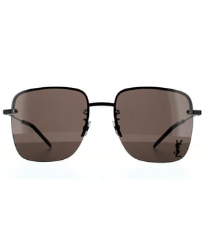 Saint Laurent Square Womens Black  Grey Sunglasses Saint Laurent are a classic rimless square design with super slim metal temples, adjustable nose pads and plastic temple tips for a comfortable finish. One lens is embellished with the YSL logo for authenticity..