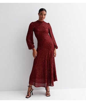 Mit diesem klassischen Midikleid mit hohem Halsausschnitt aus Pailletten in Schwarz verkörpern Sie Raffinesse! Bringen Sie eine lange und schlanke, zeitgenössische Spin auf Pailletten zu Ihrem nächsten ausgefallenen Anlass, indem Sie die schimmernde, glitzernde Gefühl dieses Pailletten-geschmückten Kleid.