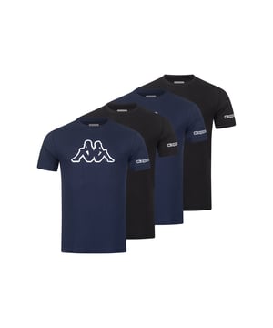 Kappa 4er Set T-Shirt LOGO, Logo in Weiß auf Brusthöhe, Regular Fit (locker und lässiger Schnitt), Rundhals, 100% Baumwolle, Pflegehinweis Maschinenwäsche bei 30°C