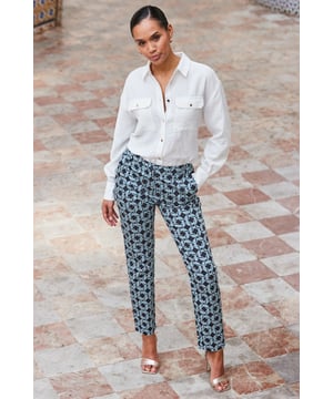 Outfit-transforming trousersCut in a timeless tapered silhouetteSplashed with a standout geo print - prepare for complimentsYou'll wear them for work and playEffortlessly chic with a white shirtComplete the look with courts and a blazerInside leg to fit: Short 29" | Regular 31" | Long 33"