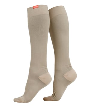 Energize your legs! Using integrally-knit graduated compression, these compression socks apply therapeutic pressure that starts at the ankle and gradually eases above. It’s this external pressure that energizes your legs and Reduces Swelling. These socks have a 15-20 mmHg compression level that is ideal for all-day, everyday wear, sitting or standing for long periods. The moisture-wicking fabric helps draw sweat and moisture off of the skin and onto the top of the sock fabric to keep your feet dry & comfortable. Alleviate achiness & heaviness by squeezing the legs from the bottom up, our legwear can help increase circulation of freshly oxygenated blood back to your legs. These are made for people with circulation problems and also ideal for flight travel, pregnancy, exercising, when sitting or standing for long periods of time and even during visits to hospital. These socks are specially designed to energize legs, reduce swelling, alleviate achiness & heaviness and to aid in muscular recovery. The specially designed fabric nylon and The 400-needle count gives supreme comfort and flexibility which contours leg and heel for superior fit. These socks are comfortable and breathable with graduated compression from ankle to calf with a contoured leg and heel for a great fit. The flexible toe pocket doesn’t squeeze the toes! They are also the extra wide style to fit comfortably around the wider legs and calves. Tested & Trusted: Based out of Missoula, Montana, VIM & VIGR is dedicated to creating products that provide you with everyday relief. VIM & VIGR graduated compression legwear was developed in partnership with vascular surgeons and vein clinics and all products are listed with the Food and Drug Administration (FDA). These compression socks are available in Black, Navy, Cashew and come in 3 sizes: Small/Medium, Medium/Large and Large/X-Large. They’re made out of 83% Moisture-Wick Nylon, 17% Nylon (Latex-free) and are machine washable.