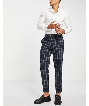 Product Details:

Check design
Regular rise
Belt loops
Side pockets
Button back pockets
Regular, tapered fit

Materials:

Main: 64% Polyester, 32% Viscose, 4% Elastane
