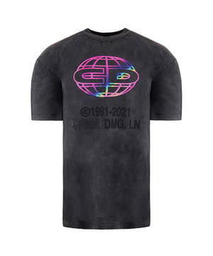 Criminal Damage Washed Black Iridescent Foil Mens T-Shirt IFTWB21