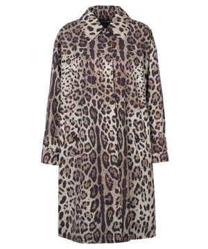 100% poliéster; abrigo Dolce & Gabbana; Modelo: F0X33T HSMW8 HY13M; Mano de obra de alta calidad; estampado de leopardo; Ajuste extragrande; Tapeta oculta de cinco botones; barras para puños; cuello Kent; Dos bolsillos con solapa y botones