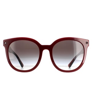 Valentino ronde dames bordeaux grijze gradiënt VA4083 VA4083 zijn een glamoureus ronde ontwerp gemaakt van lichtgewicht acetaat. Het Valentino -logo is voorzien van de tempeltips voor merkherkenning. Studs op het voorframe maken de modieuze look compleet.