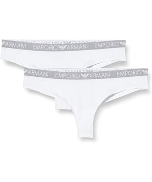Dieser schlichte, aber elegante Tanga im Doppelpack für Damen der Marke GIRGIO ARMANI sitzt immer bequem.