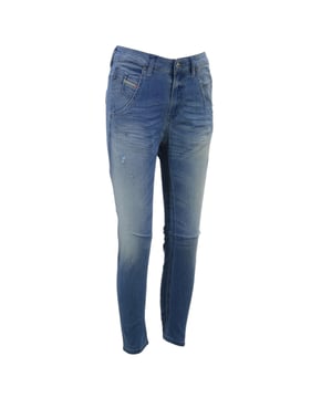 Diesel - is an Italian fashion label, founded in 1978. Diesel is an innovative fashion company, producing a wide-ranging collection of jeans, clothing, shoes, and accessories for men's, women's and kids. The clothing line has two different brands: Diesel and Diesel Black Gold. The brand is primarily known for its trademark denim and high-quality casual wear that puts an edgy twist on luxury fashion with its pioneering new styles and creative design methods.



Women's Denim Jeans
Style Name:FAYZA-NE
Wash Code: 0670W
Denim Jeans Denim Division 
Made In Tunisia
Regular Fit
90% Cotton, 8% Polyester & 2% Elastane
Application: 100% Cowhide Leather
Stretchable
Tapered cropped legs
Machine Washable (Please Check Care Lable Inside Jeans for More Details)
Zip Fly
5 Pocket ( 2 Hand, 2 Back, 1 Coin)
Faded
Colour: Denim Light  Blue