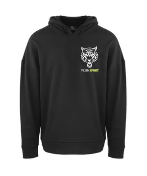Mejora tu estilo atletico con el jersey negro con logo y parche Sport de Plein. Esta elegante sudadera con capucha a�ade credibilidad urbana instantanea a tu look de entrenamiento. Mantengase abrigado y comodo mientras hace una declaracion con el iconico logotipo de Plein. !Mejora tu guardarropa y mejora tus entrenamientos con esta pieza imprescindible! 52% algodon, 48% poliester, ropa deportiva Marca Plein grande en la espalda, logotipo de cuero en la capucha Corte entallado Codigo de estilo: FIPSC1317 99