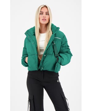 100% polyester Korte pasvorm Hoge kraag met ritssluiting en knoopsluiting BLCK BNNS-logo op de linkerborst Twee voorzakken Verstelbare manchetten Zijzak op de linkerarm Afneembaar ritszakje 
