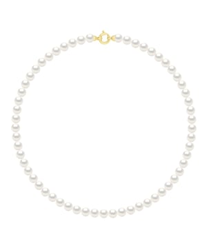 Necklace Row "Princess" of Real Cultured Freshwater Pearls Round 6-7 mm - COLOR NATURAL PEARL WHITE - Sea Ring Clasp Yellow Gold 375 
- Length 42 cm - Delivered with Certificate of Authenticity and International Guarantee -MADE IN FRANCE