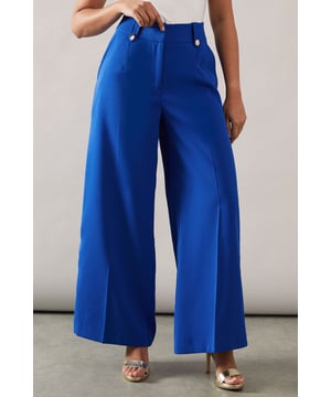 Petite Gold Trim Wide Leg Trousers