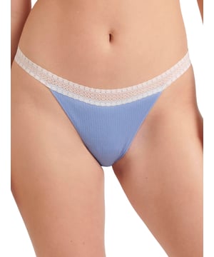Sloggi GO Ribbed Brazilian Brief. 2 Pack. Tanga-style, narrow sides, organic cotton. With a cotton gusset and lace waistband. Product is made of 95% Cotton, 5% Elastane and is machine washable.
