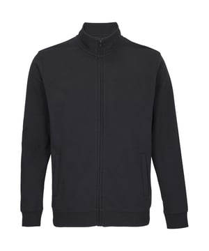 Materialzusammensetzung (%): 80% Baumwolle, 20% Recyceltes Polyester. Gewebe: angeraute Fleece-Innenseite. Design: Unifarben. GSM (Gramm pro Quadratmeter): 280. Durchgehender Reißverschluss, Kunststoffreißverschluss. Überschnittene Schulter, Jersey Halbmond, Etikett innen, Ausschnitt mit Band, Größenetikett ohne Markennamen. Länge: Full. Taschenart: Zwei Seitentaschen. Nachhaltigkeit: ACCORD, Amfori-Freigabe, BSCI, Fair Wear geprüft, Aus recyceltem Material, Oeko-Tex Standard 100 zertifiziert, PETA-geprüftes Vegan, REACH, SAC Genehmigt. Langärmlig. Bündchen: gerippt. Saum: gerippt. Stehkragen.
