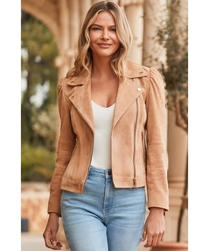 Serious wear-forever potential
Crafted from buttery soft premium suede
All the classic biker details
Wear-with-everything chic neutral hue
Luxe gold hardwear details
We love it with a denim midi skirt