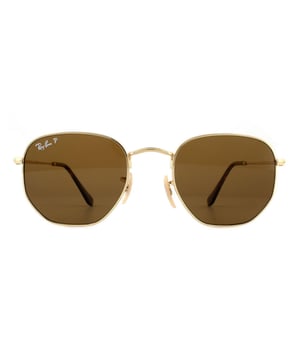 Ray-Ban Zonnebril Hexagonal 3548N 001/57 Goudbruin gepolariseerd 51 mm zijn een zeer uniek zeshoekig gevormd frame en beschikken over de nieuwste platte kristallen lenzen voor een bijgewerkte versie van de klassieke metalen ronde zonnebril. Super dunne tempels en gedecineerd profiel aan het frame afwerking de moderne modieuze look.