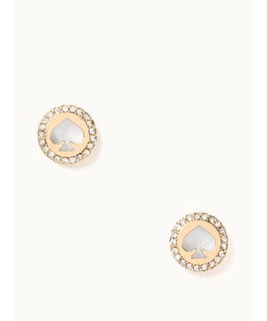 Pave Halo Spade Studs,  Length: 0.90 Cm,  Width: 1.00 Cm,  Height: 1.10 Cm
