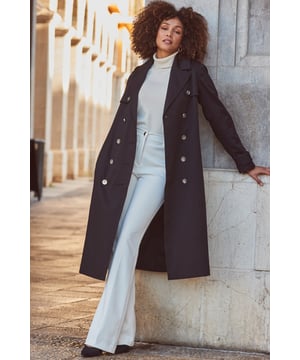 REASONS TO BUY:

Every wardrobe needs one
All the timeless trench details
Luxe faux leather trim
Longline hem to keep you cosy
Black goes with everything
Throw it over work and weekend outfits