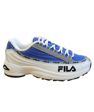 Fila DSTR97 White Blue Leather Lace Textile Up Womens Entrenadores 1010597 02B