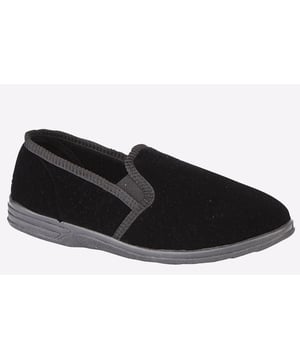 Slip into comfort with these Zedzzz men's slippers, presented in a slip on silhouette for easy wear, with twin elasticated gussets, and a sturdy outsole perfect for wearing in and around the house.- Velour upper
- Slip on silhouette
- Twin elasticated gusset
- Textile Covered Injected sole