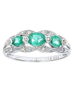 9K (375) White Gold: 2gr; # Diamond: 0.05ct; # Emerald: 0.71ct