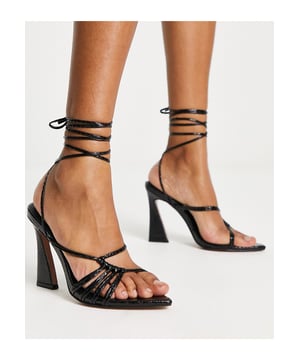 Mercie barely there perspex block heel in green snake print faux leather store