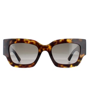 Jimmy Choo Square Womens Havana and Gold Brown Gradient NENA/S  Sunglasses boast a square-style frame and are distinguished by their large metal branding on the hinges. These sunglasses offer a sophisticated and contemporary look, perfect for adding a touch of glamour to any outfit.