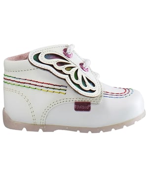 Kickers Hi Faires Lace-up White Smooth Leather Boots 1_15721