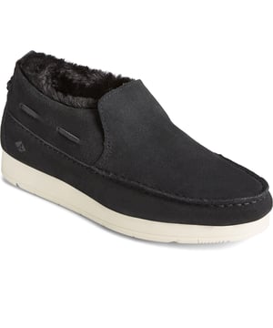 Our new indoor/outdoor shoe with water-resistant suede uppers is destined to become your seasonal favorite. Pairs well with almost anything, from pajama pants to chinos.