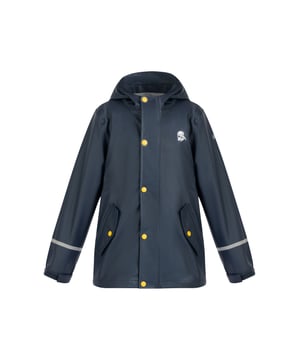 Material Füllung: keine Füllung, Futter: 65% Polyester, 35% Baumwolle  Draußen Spielen und Toben, auch wenn es regnet? Auf jeden Fall! Denn mit der Regenjacke von Schmuddelwedda sind die Kids bestens geschützt. Das hochwertige Außenmaterial ist dank Beschichtung absolut wasserdicht und auch die Nähte sind so fest versiegelt, sodass keine Nässe durchkommt. Schutz und Sicherheit verleihen die lichtreflektierenden Streifen am Ärmel sowie die Kapuze mit elastischen Einfasskanten. Die coolen Logo-Prints sind ebenfalls lichtreflektierend.  Regenjacke