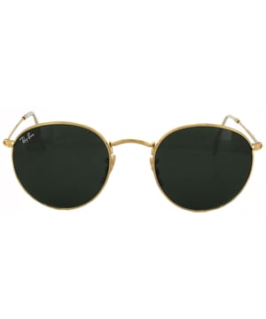 Ray-Ban Sunglasses Round Metal 3447 001 Gold Green 50mm are a rock and roll edged shades taking their inspiration from John Lennon and many other rock stars who have worn this shape since. Round and quirky makes for an awesome sunglass that transcends any fashion trends