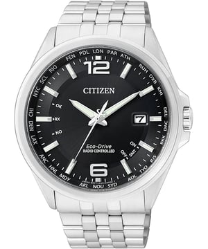 This Citizen  Analogue Watch for Men is the perfect timepiece to wear or to gift. It's Silver 43 mm Round case combined with the comfortable Silver Stainless steel watch band will ensure you enjoy this stunning timepiece without any compromise. Operated by a high quality Eco-Drive movement and water resistant to 10 bars, your watch will keep ticking. This high quality watch has an Eco-drive technology (Recharged by any light source; no need for ever a battery)  -The watch has a Calendar function: Date, Solar Powered, Radio Controlled, Worldtime, Luminous Hands High quality 21 cm length and 22 mm width Silver Stainless steel strap with a Fold over with push button clasp Case diameter: 43 mm,case thickness: 10 mm, case colour: Silver and dial colour: Black
