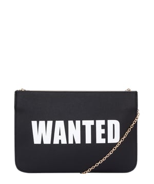 The statement clutch you’ve always WANTED. Make an impact with this bold monochrome number that will be sure to steal the attention. Grab it on the run or sling it over your shoulder for a swift getaway with the detachable gold chain strap. Features: , PU leather exterior, Bold graphic print, Detachable gold chain shoulder strap, Magnetic top opening, Gold hardware, Rigid metallic bar frame, Double compartment, Inner slip pocket Style Ref: 88148 BLACK
