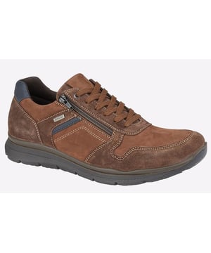 Designed for versatile casual wear, these Imac Runcorn men's shoes boast a comfortable design with a shock absorbing sole, a waterproof membrane, and a durable rubber outsole, complimented with intricate stitch detailing throughout for added visual appeal.- Nubuck Leather upper
- Waterproof membrane
- Lace up fastening
- Zip detailing
- Intricate stitching throughout
- Shock Absorbing Dual Density PU Sole