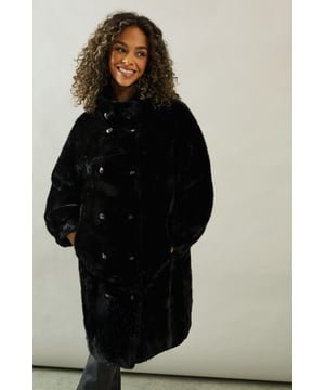 Faux Fur Double breasted Coat