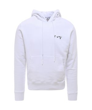Blijf warm en stijlvol met deze Off-White Hoodie. Deze hoodie heeft een iconisch ontwerp op de borst en zal zeker een gespreksstarter zijn. Pronk met je unieke stijl!, Gebroken wit logo linksvoor op de borst, Gebroken witte hoodie, Normale pasvorm, Gebroken witte hoodie, 100% katoen, Lange mouwen, Elastische taille en mouwuiteinden, Slim fit, Capuchon met trekkoord , grote kangoeroezak aan de voorkant, gemaakt in Portugal, streetwear, witte hoodie
