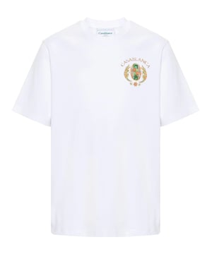 French for ‘African jewels’, Casablanca’s organic-cotton T-shirt is named for its graphics. The tropical flora and fauna and tennis equipment are designed to look like they’re encrusted with gems.