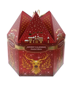 This Gift Set contains 18 Tea Lights and 6 Votives.  Vanilla Cake Wax  Cream  Gingerbread Wax  Red  Mistletoe Wax  Green