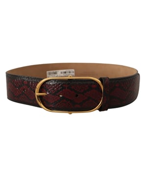 Cinturon 100% autentico de Dolce & Gabbana.
  Confeccionado en piel de serpiente Phyton y cuero.
  Color rojo llamativo.
  Disenado para mujeres.
  Hebilla ovalada dorada.
  Logotipo de Dolce & Gabbana.
  Fabricado en Italia.
  Ancho: 5 cm.