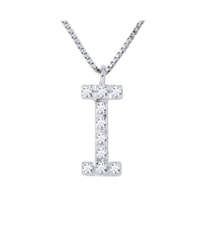 Necklace Diamonds 0.05 cts - Letter I - White Gold 750 ( 18 Carats) - HSI Quality - Venetian Style Chain -Length 42 cm, 16,5 in - Our jewellery is made in France and will be delivered in a gift box accompanied by a Certificate of Authenticity and International Warranty