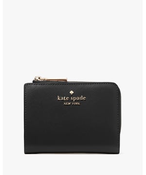 Madison Saffiano Leather Small L-Zip Wallet, Metal Pinmount With Spade Logo, 6 Credit Card Slots, 2 Slip Pockets, 1 Bill Slot, L-Zip Coin Compartment,  Width: 12.50 Cm,  Height: 9.50 Cm