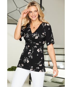 REASONS TO BUY: 

Nothing beats a new nice top
Twist front, V-neck, fluted sleeves: this one's a real figure-flatterer
Soft fabric means it's comfy too
You can't go wrong with florals
Body-skimming fit and longline hem
Just add jeans